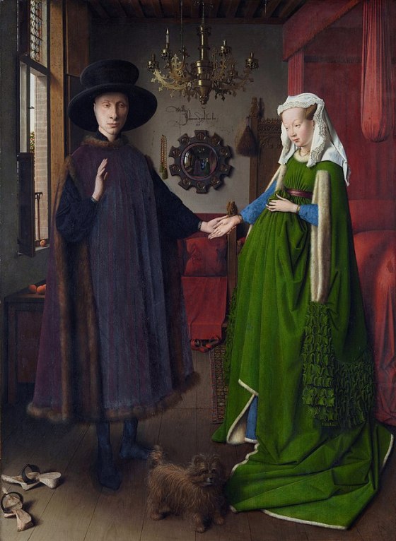 Van Eyck - Untitled, known in English as The Arnolfini Portrait, The Arnolfini Wedding, The Arnolfini Marriage, The Arnolfini Double Portrait, or Portrait of Giovanni Arnolfini and his Wife